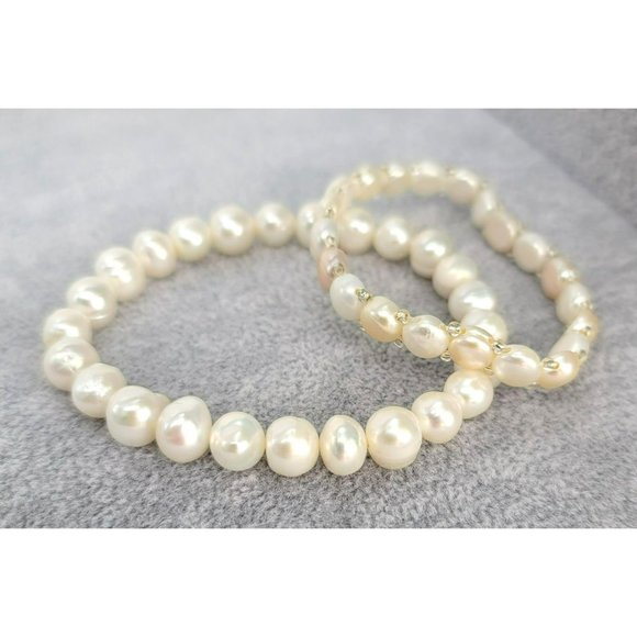 Freshwater Pearl Beaded Stretch Bracelet Lot - White and Cream Styles LI328 - Picture 5 of 8